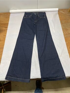 American Eagle Outfitters Dark Blue Wide-Leg Jeans Extra Long Inseam